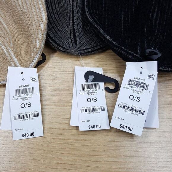 ALFANI 3-PACK Mens Beanie Hat Tan Black Gray Ribbed Fold Over Cuffed Stretch - Picture 5 of 6